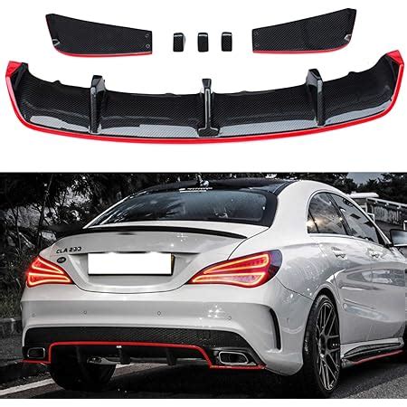 Amazon Carbon Fiber Rear Diffuser Lip Spoiler With Red Line For