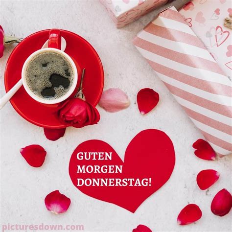 Herz Guten Morgen Donnerstag Bild Kaffee Und Rose Kostenlos