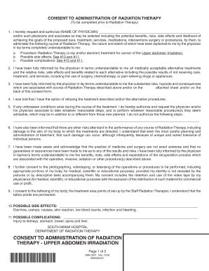 Fillable Online Upper Abdomen Irradiation Form Baptist Health