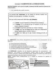 educacion Actividad 5 ELEMENTOS DE LA COMUNICACIÓN INSTRUCCIONES