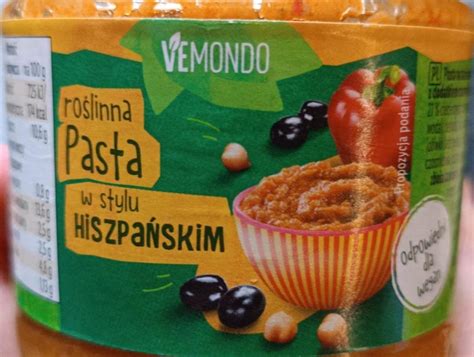 Roślina Pasta w stylu hiszpańskim Vemondo kalorie kJ i wartości