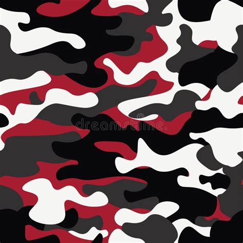 Military Camo Seamless Pattern Camouflage In Red Black And White