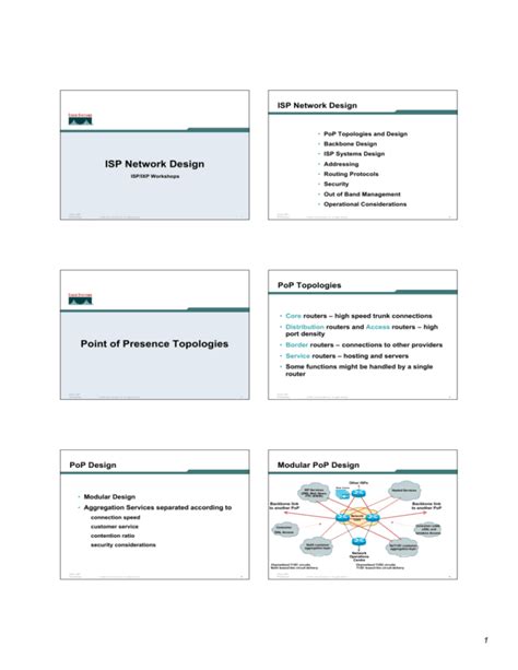 ISP Network Design Point of Presence Topologies