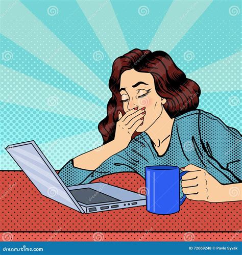 Tired Businesswoman Exhausted Woman With Laptop Stock Vector