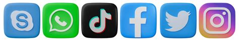 Social Media Icons On Transparent Background Instagram Facebook