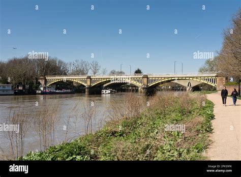 Richmond Railway Bridge In South West London And The River Thames