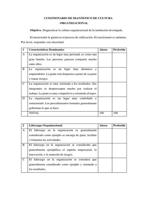 Encuestas Para Determinar Cultura Pdf Liderazgo Iniciativa