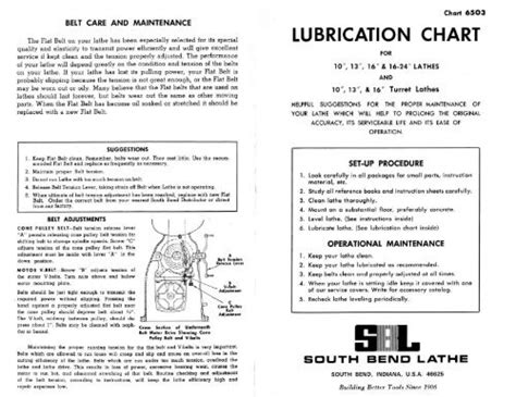 South Bend Lathe Lubrication Chart A Visual Reference Of Charts