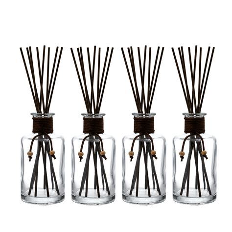 7 5 Ounce Glass Diffuser Bottles With 32 Pcs Brown Fiber Sticks 2 75 X 5 5 Inch Bottles Set Of