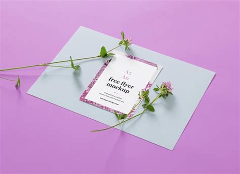 A5 And A6 Size Flyer Mockup With Flower Free Psd Templates