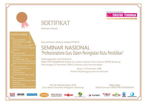 Desain Sertifikat Seminar Nasional Desain Kampungan