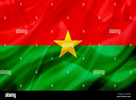 Burkina Faso Country Flag Symbol On Silk Or Silky Waving Texture