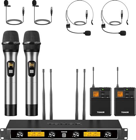 TONOR 4 Kanal UHF Mikrofon Kabellos Set Mit Handmikrofon Bodypack