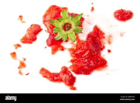 Smashed Strawberry Isolated On White Stock Photo Alamy