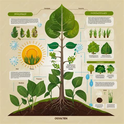 Photosynthesis process Tree produce oxygen using rain and sun Diagram