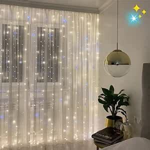 Twinkle Warm White Curtain Lights Led Lighted Curtains Light Up String Starry Decorative Fairy ...