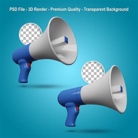 Premium PSD 3d Render Blue And White Color Megaphone