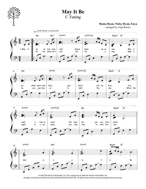 May It Be Sheet Music Enya Harp