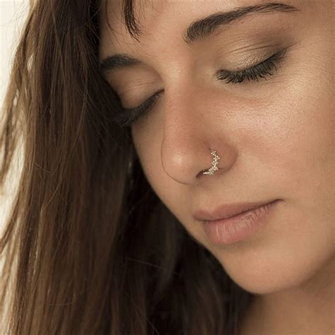 Unique Indian Nose Ring Gold Plated Nose Hoop Piercing Tribal Boho