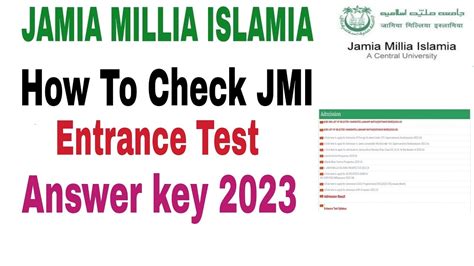 How To Download Jamia Millia Islamia Entrance Test Answer Key 2023 24