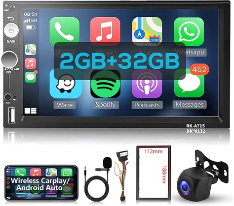 Hodozzy 2 Din Autoradio GPS 2GB 32GB Android Avec Sans Fil Carplay