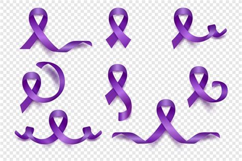 Premium Vector Vector D Realistic Purple Ribbon Set Pancreatic