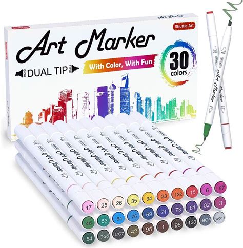 Shuttle Art 30 Colours Alcohol Markers Dual Tip Art Markers For