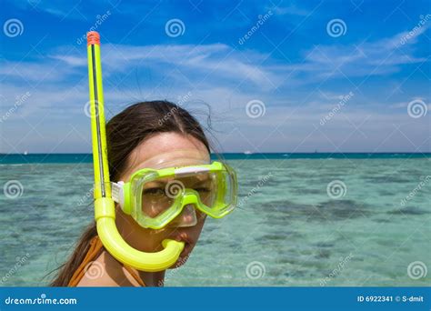 Woman With Diving Goggles Stock Image Image Of Caucasian 6922341