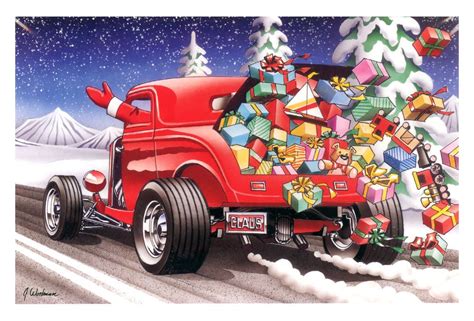 Hot Rods Christmas Cards X 824 One 1 Pack Of 10 Cards And Envelopes