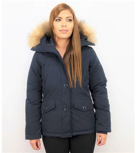 Jacken Mit Fellkragen Winterjacken Damen Kurz Blau Styleitaly De