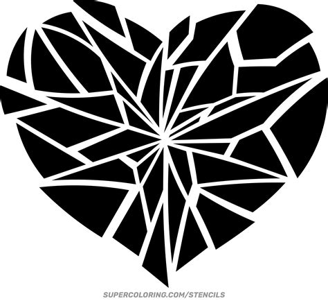 Stencil of Broken Heart | Free Printable Papercraft Templates