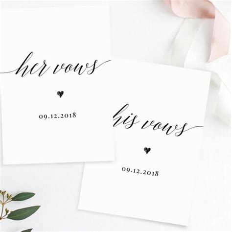 His And Her Wedding Vow Template Personalized Vow Booklet Etsy