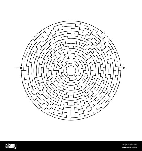 Circle Labyrinth Maze Game Difficult Round Puzzle Isolated On White