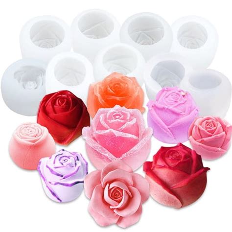 Cheers Us Flower Bloom Rose Shape Silicone Fondant Soap D Cake Molds