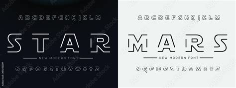 Star Wars Sports Minimal Tech Font Letter Set Luxury Vector Typeface