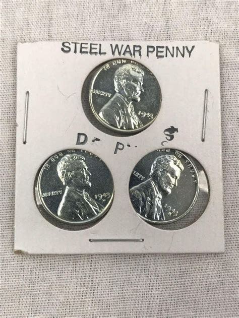 Sold Price: 3 1943 P S D Wartime Steel Penny - April 4, 0118 6:00 PM ...