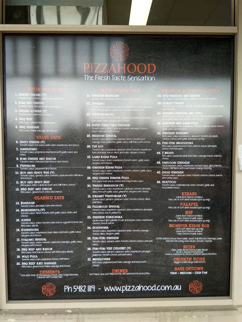 Menu At Pizzahood Restaurant Echuca