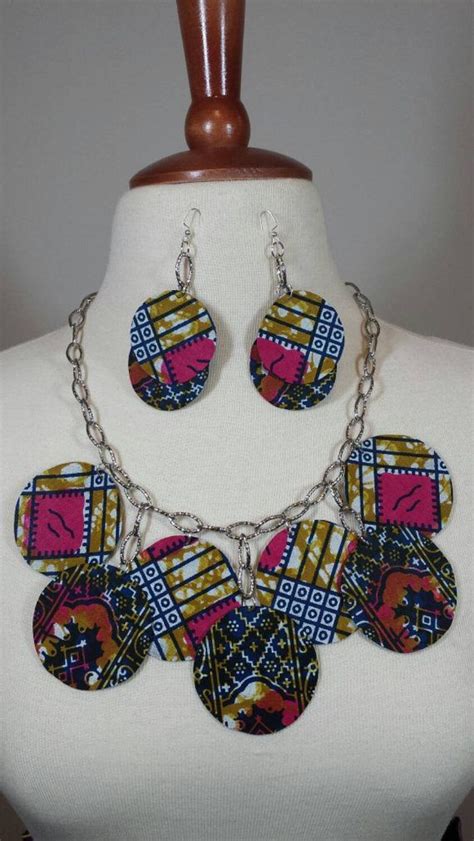 Ankara Bib Necklace Set Etsy Bib Necklace Set Fabric Jewelry African Jewelry