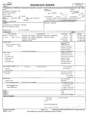 Insurance Binder Example Complete With Ease Airslate Signnow