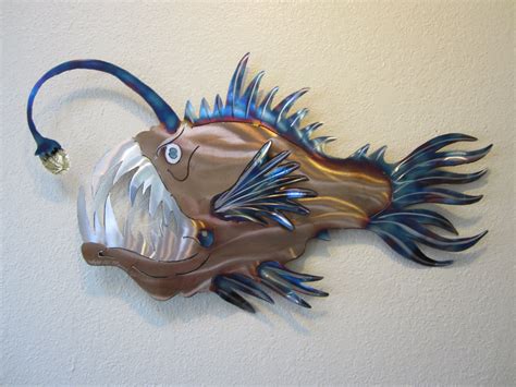 Anglerfish Angler Fish Deep Sea Ocean Metal Wall Art Stainless