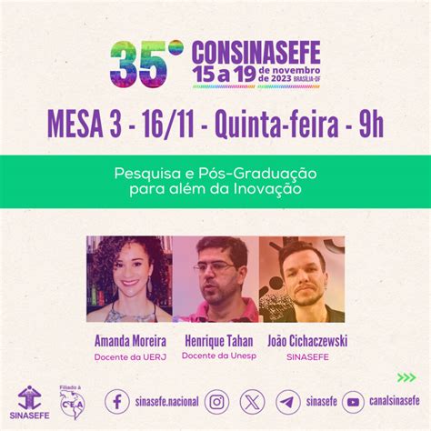 Conheça as mesas e palestrantes do 35º CONSINASEFE Congresso do SINASEFE