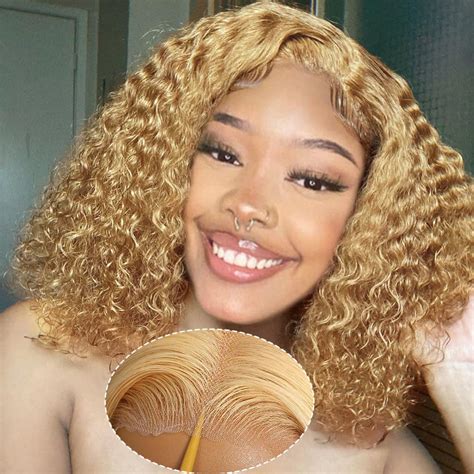 Amazon FTQZKEY 13x4 HD Glueless Lace Front Honey Blonde Deep Wave