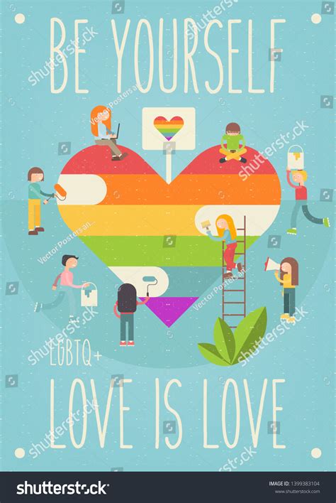 Vektor Stok Lgbt People Community Poster Design Happy Tanpa Royalti