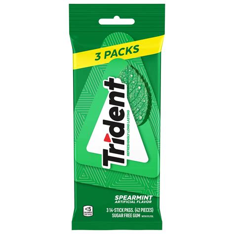 Trident Spearmint Sugar Free Chewing Gum 3 Pk Shop Gum And Mints At H E B