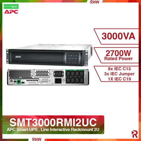 Apc Smt3000rmi2uc Smart Ups Line Interactive 3kva Rackmount 2u 230v 8x Iec C13 1x Iec C19