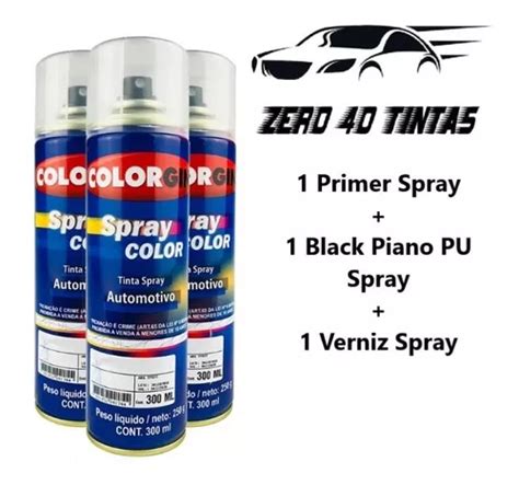 Tinta Spray Automotiva Black Piano Pu Primer Verniz Parcelamento