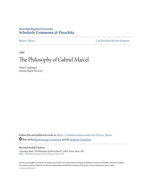 The Philosophy of Gabriel Marcel PDF | Download Free PDF ...