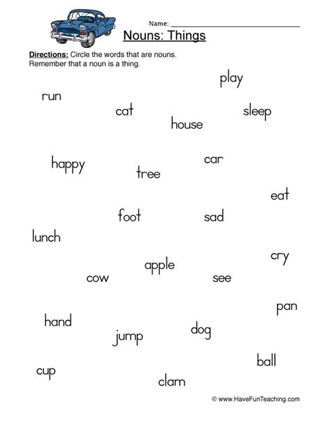 Identifying Nouns Worksheet By Teach Simple