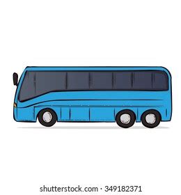 Cartoon Bus Coach Side View Flat Stock Vector Royalty Free