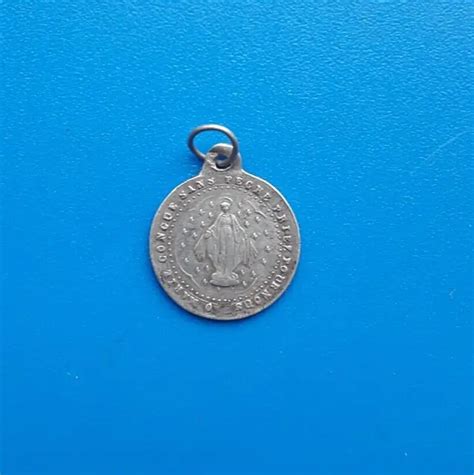 6651 VINTAGE JOLIE médaille religieuse Vierge Marie Argent 16 mm